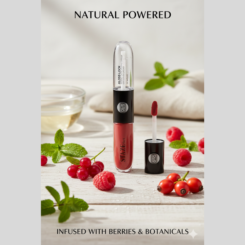 STAZE 9to9 Gloss Lock | 12-Hour Transfer-Proof Plumping Lip Gloss with Berries & Botanicals