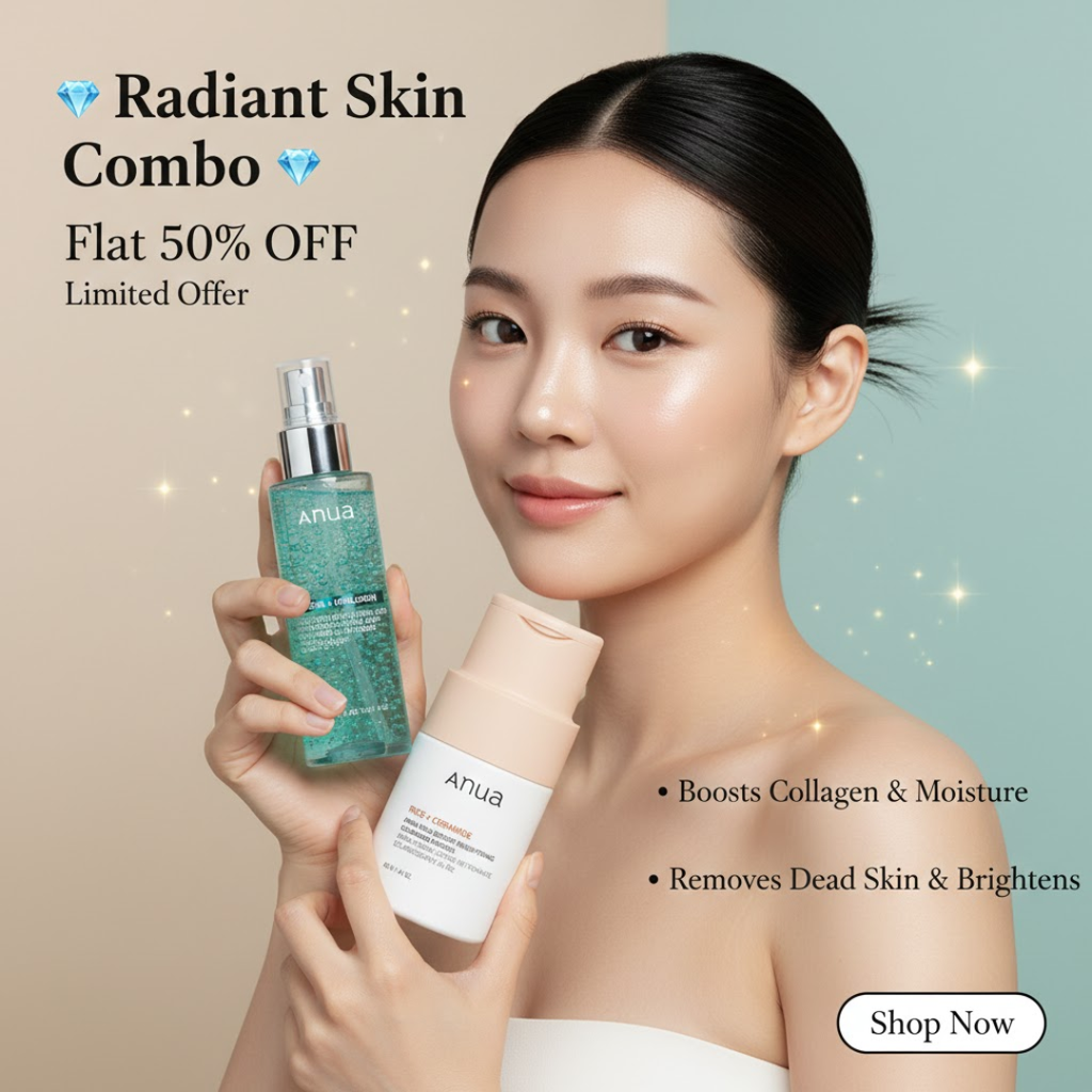 Anua Crystal Glow Duo: Rice Enzyme Brightening Cleansing Powder & PDRN Collagen Capsule Mist | Deep Hydration + Glass Skin Set